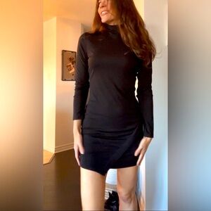 Black turtleneck long sleeves dress